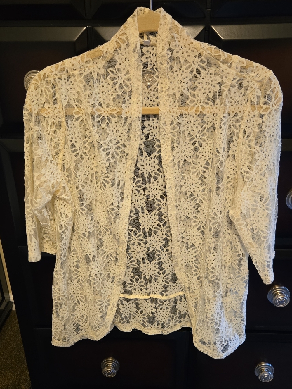 Ivory Floral Lace Open Cardigan